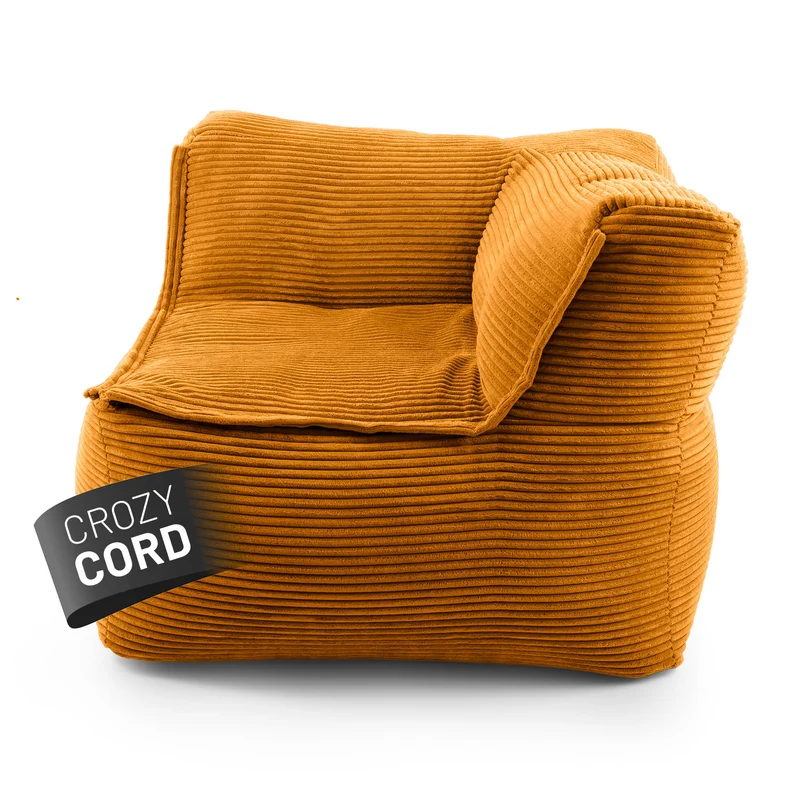 LUMALAND Modulares Eckteil rechts aus der Cord-Reihe, 81x81x70 cm - Bezug soft & waschbar - Senfgelb