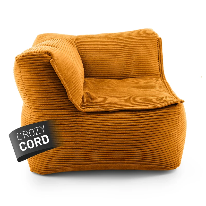 LUMALAND Modulares Eckteil links aus der Cord-Reihe, 81x81x70 cm - Bezug soft & waschbar - Senfgelb