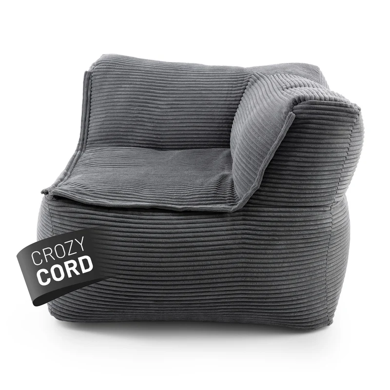 LUMALAND Modulares Eckteil links aus der Cord-Reihe, 81x81x70 cm - Bezug soft & waschbar - Grau