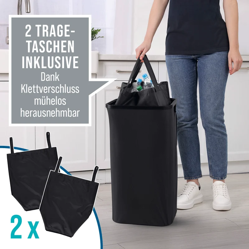 WELLENBORG Pfandflaschen-Sammelbehälter, 100 l - 2 Tragetaschen, Klettverschluss