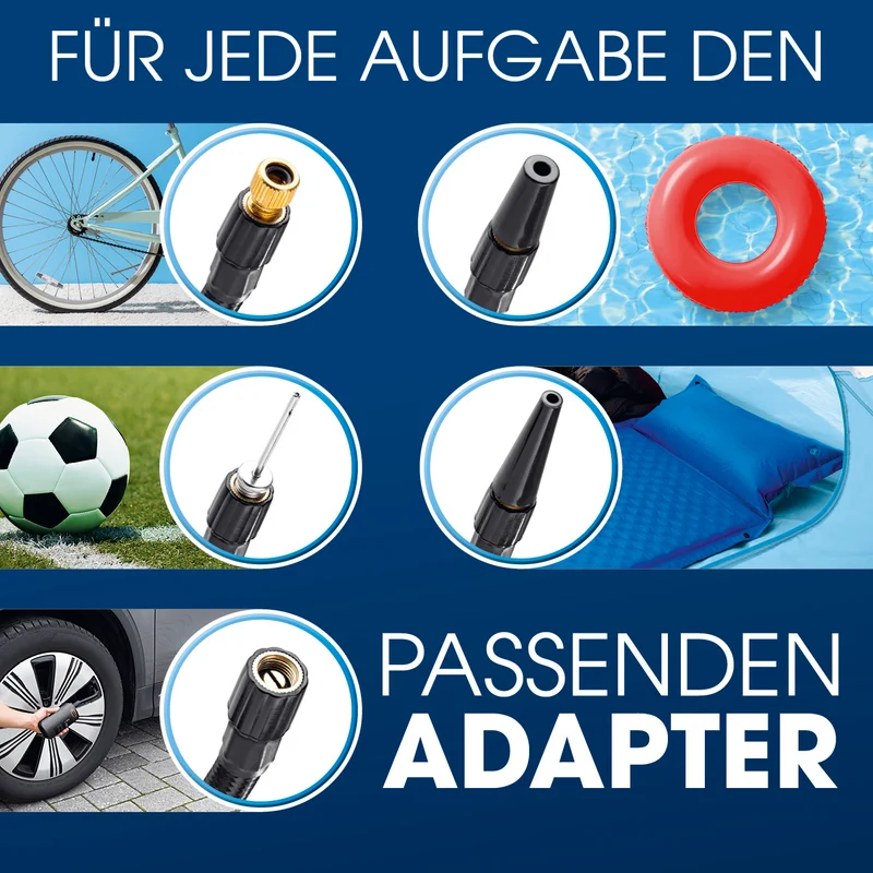 EASYmaxx Akku-Handkompressor - für Fahrrad, Auto & Bälle - mit Display - USB