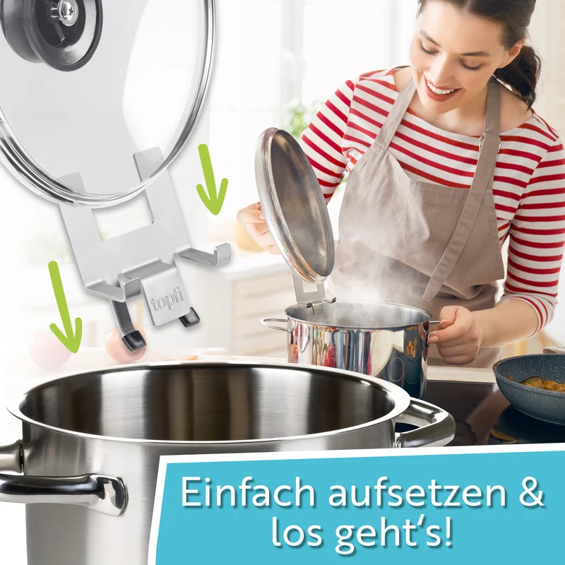 topfi® Topfdeckelhalter für Töpfe & Pfannen