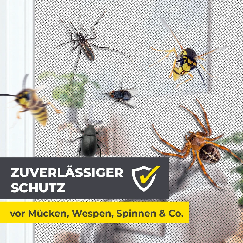 EASYmaxx Moskitonetz für Fenster mit selbstklebendem Klettband - 110 x 130 cm