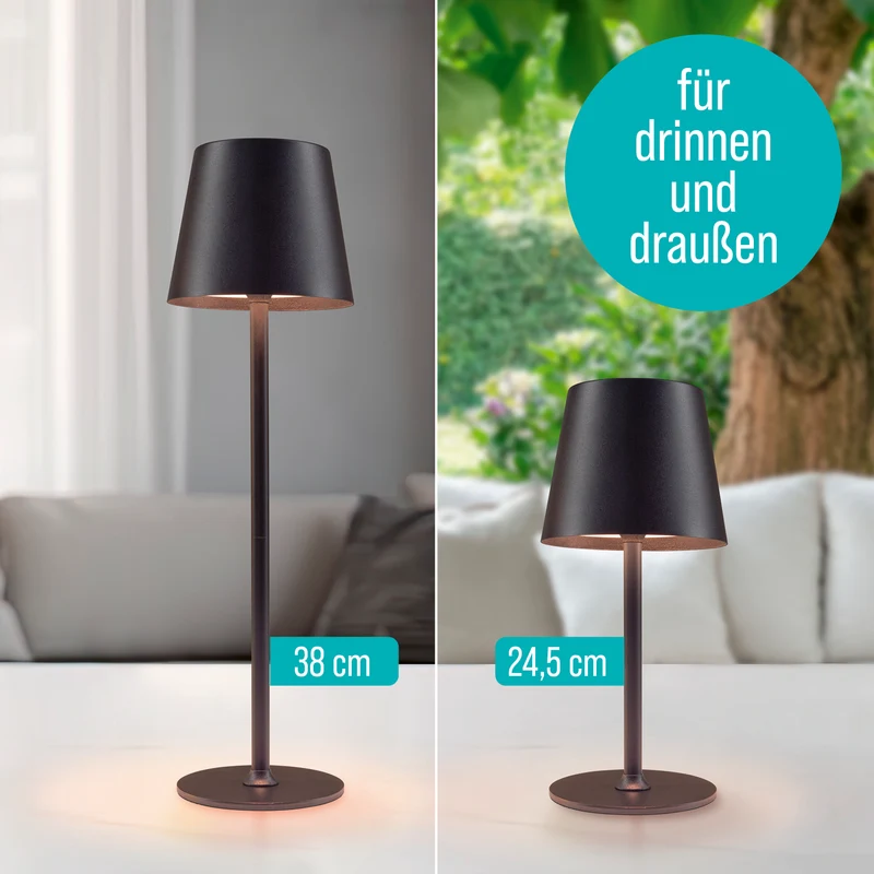 EASYmaxx LED-Akku-Tischleuchte - in- & outdoor, kabellos & warmweiß, mit Dimmer