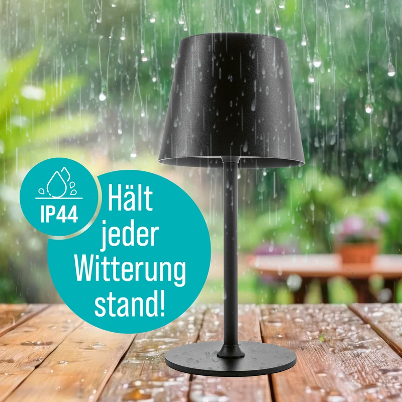 EASYmaxx LED-Akku-Tischleuchte - in- & outdoor, kabellos & warmweiß, mit Dimmer