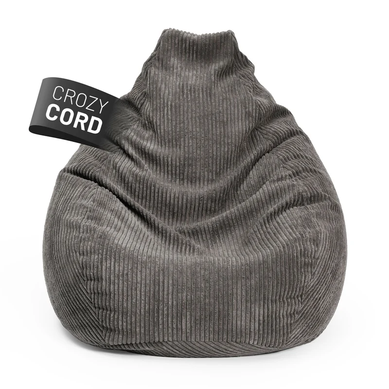 LUMALAND Sitzsack GIANT aus der Cord-Reihe, 135 x 100 cm - Bezug soft & waschbar - Grau