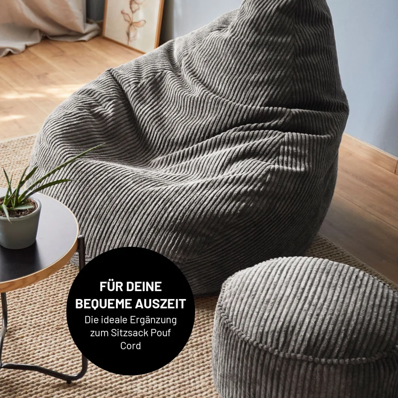 LUMALAND Sitzsack GIANT aus der Cord-Reihe, 135 x 100 cm - Bezug soft & waschbar - Navyblau