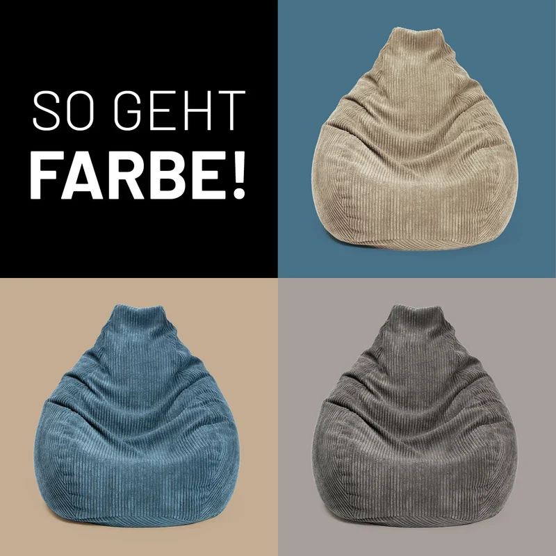 LUMALAND Sitzsack GIANT aus der Cord-Reihe, 135 x 100 cm - Bezug soft & waschbar - Navyblau