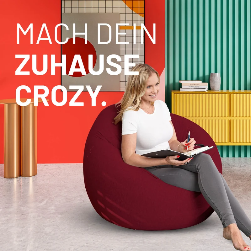 LUMALAND Flexi Comfort Sitzsack - Premium Bean Bag Sitzkissen - Medium 142 x 84 cm - Rot