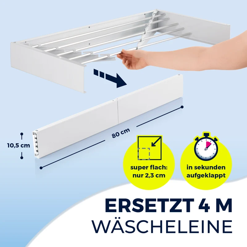 EASYmaxx Wandwäschetrockner 400 - klappbar - mit 4 m Trockenlänge - fix montiert