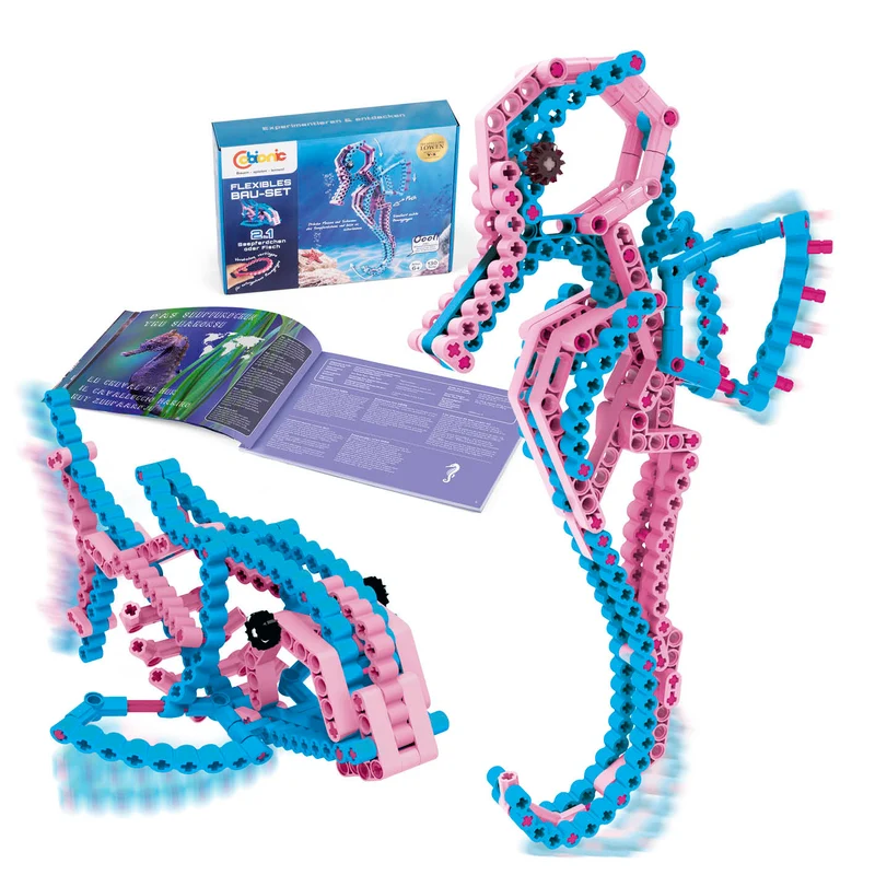cbionic Flexibles Klemmbaustein-System - 2-in-1 Seepferdchen oder Fisch - Bewegungen der Natur erforschen & entdecken