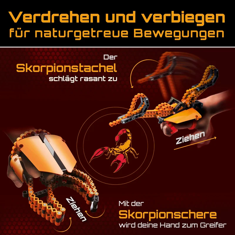 cbionic Flexibles Klemmbaustein-System - 2-in-1 Skorpionschere oder -stachel - Bewegungen der Natur erforschen & entdecken