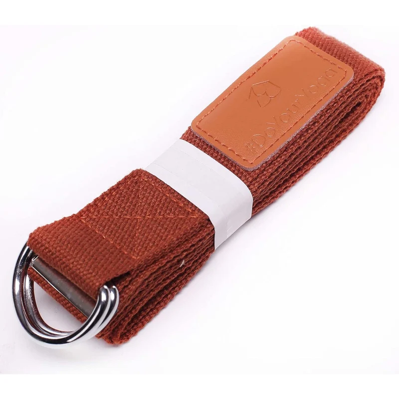 #DoYourYoga Yogagurt Amita mit stabilem Metall-Ring-Verschluss - 260 x 3,8 cm - Schoko
