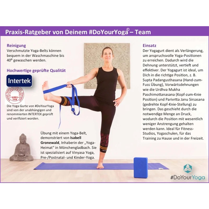 #DoYourYoga Yogagurt Amita mit stabilem Metall-Ring-Verschluss - 260 x 3,8 cm - Schoko