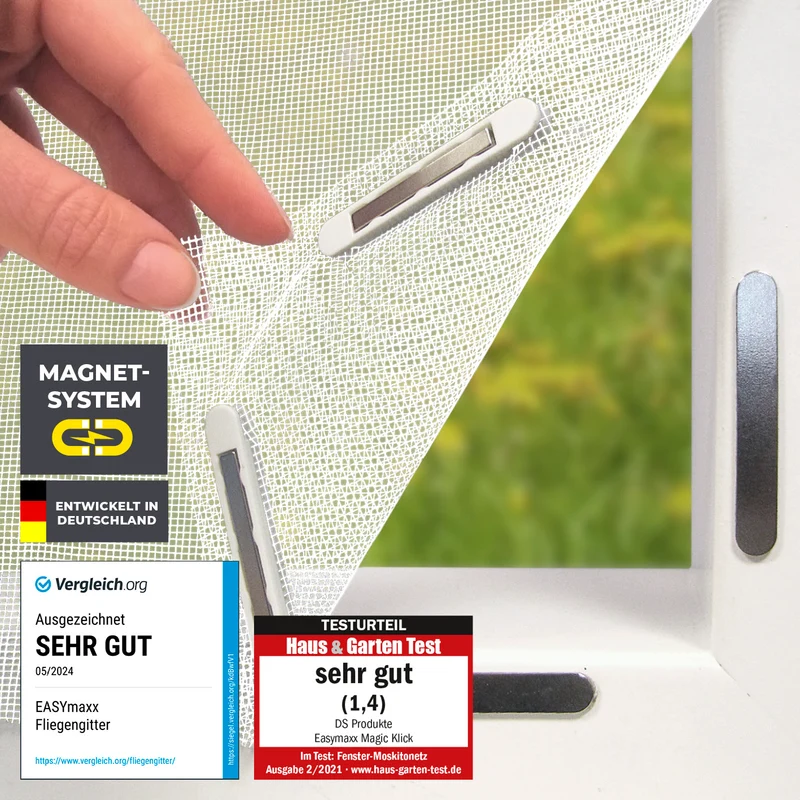 EASYmaxx Insect Protect Insektenschutzgitter mit Magnet - Fenster bis 150x180cm