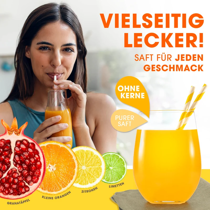LUMALAND Manuelle Saftpresse - stabil, leise, pflegeleicht - müheloses Entsaften
