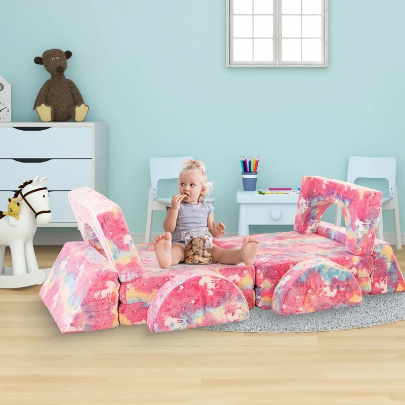 Spielcouch für Kinder – 10-teiliges Sofa-Set für Schlafen und Spielen