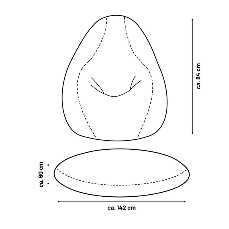 LUMALAND Flexi Comfort Sitzsack - Premium Bean Bag Sitzkissen - Medium 142 x 84 cm - Dunkelgrau