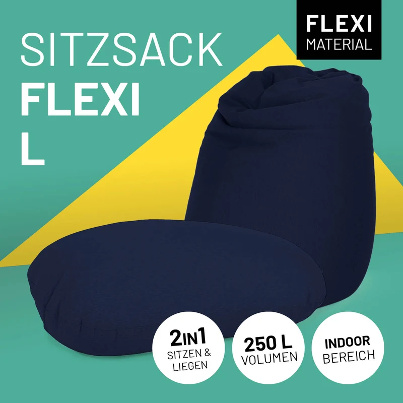 LUMALAND Flexi Comfort Sitzsack Premium Bean Bag Sitzkissen - Medium - 142 x 84 cm - Navyblau