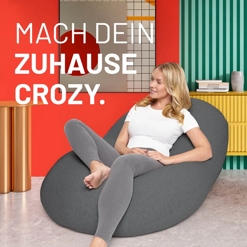 LUMALAND Flexi Comfort Sitzsack - Premium Bean Bag Sitzkissen - Big 155 x 100 cm - Dunkelgrau