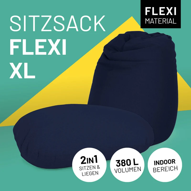 LUMALAND Flexi Comfort Sitzsack Premium Bean Bag Sitzkissen - Big - 155 x 100 cm - Navyblau