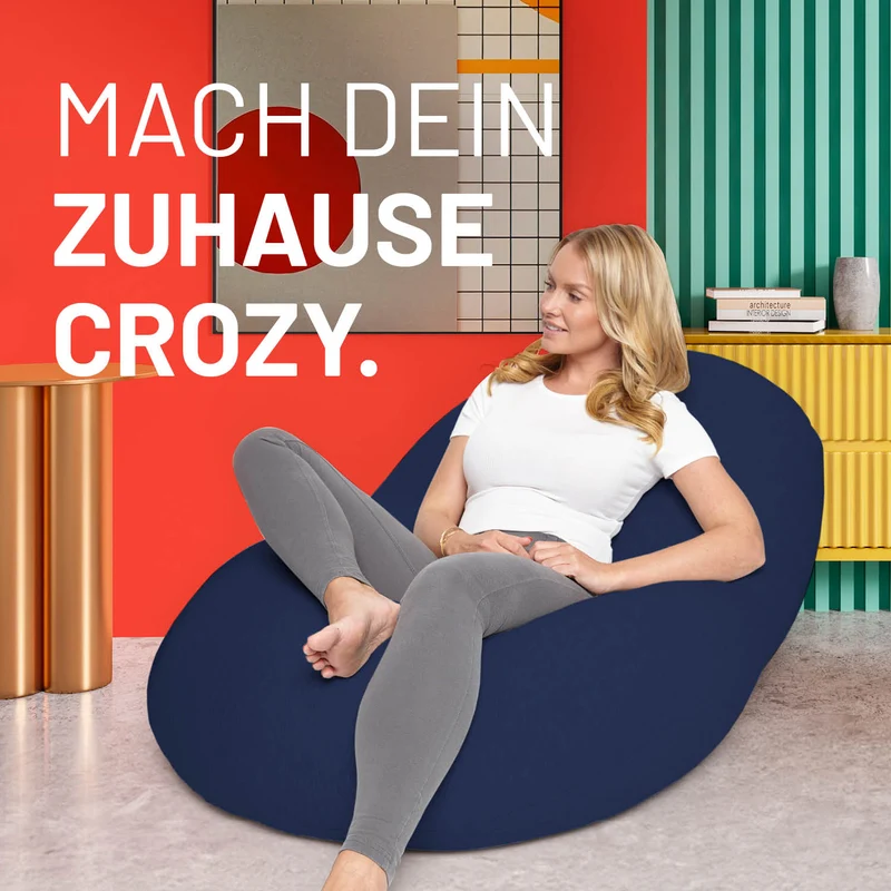 LUMALAND Flexi Comfort Sitzsack Premium Bean Bag Sitzkissen - Big - 155 x 100 cm - Navyblau