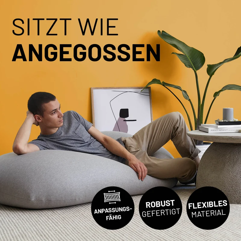 LUMALAND Flexi Comfort Sitzsack Premium Bean Bag Sitzkissen - Big - 155 x 100 cm - Navyblau