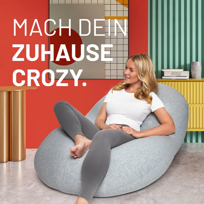 LUMALAND Flexi Comfort Sitzsack Premium Bean Bag Sitzkissen - Big - 155 x 100 cm - Hellgrau