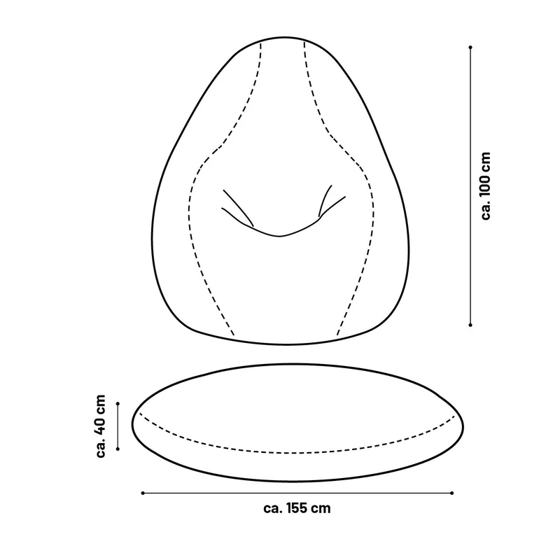 LUMALAND Flexi Comfort Sitzsack Premium Bean Bag Sitzkissen - Big - 155 x 100 cm - Hellgrau