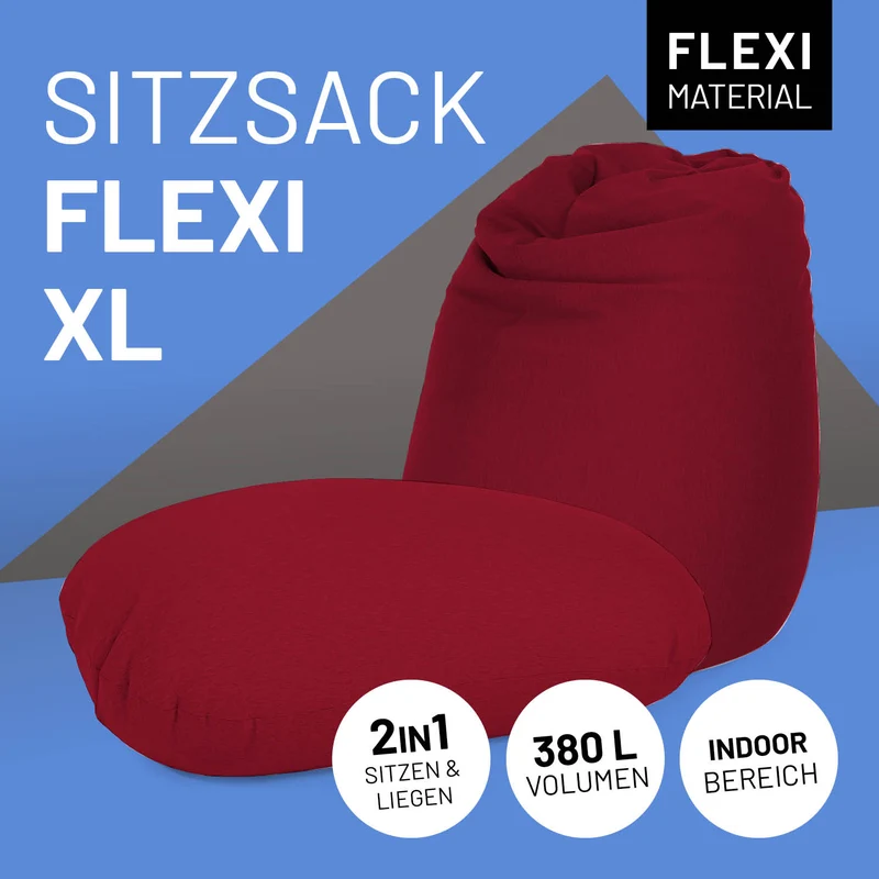 LUMALAND Flexi Comfort Sitzsack - Premium Bean Bag Sitzkissen - Big 155 x 100 cm - Rot