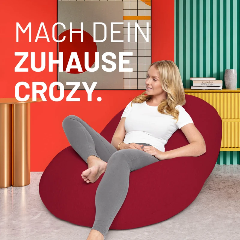 LUMALAND Flexi Comfort Sitzsack - Premium Bean Bag Sitzkissen - Big 155 x 100 cm - Rot