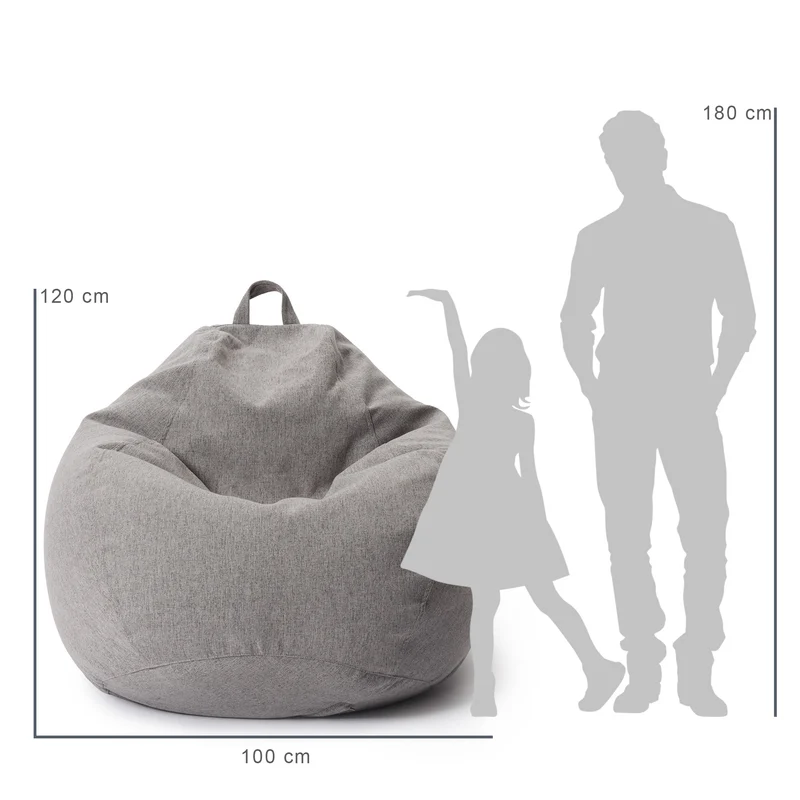 LUMALAND Comfort Line XXL Sitzsack - 100x120x50 cm Bodenkissen - 315 L - EPS Perlen Füllung - Hellgrau