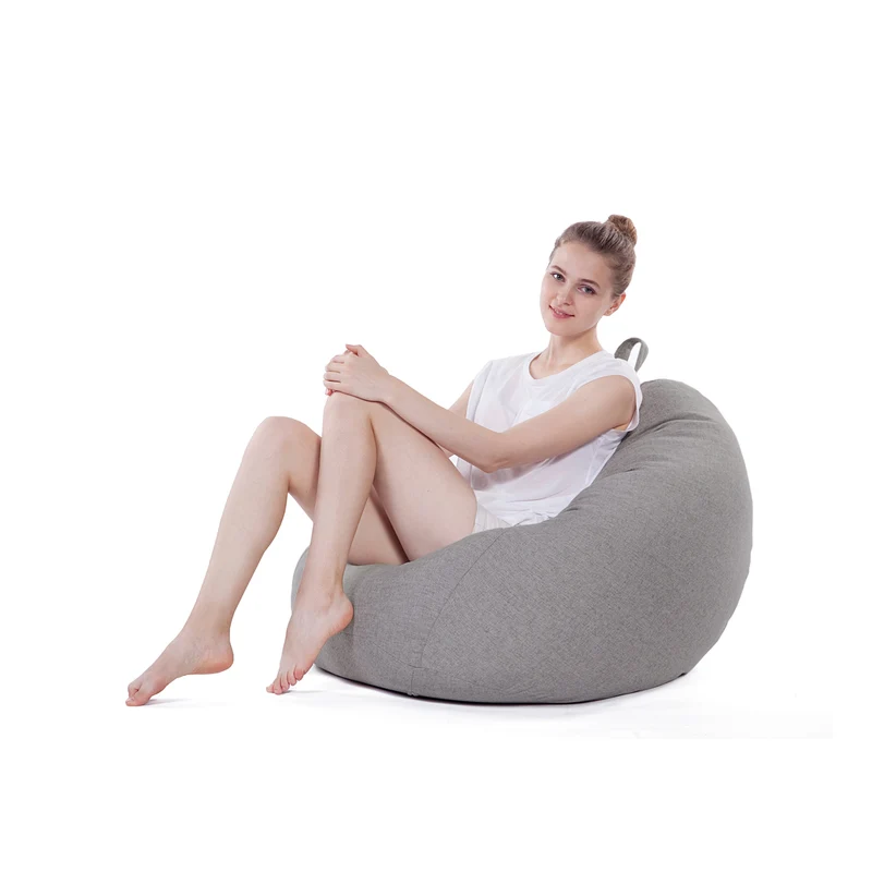 LUMALAND Comfort Line XXL Sitzsack - 100x120x50 cm Bodenkissen - 315 L - EPS Perlen Füllung - Hellgrau