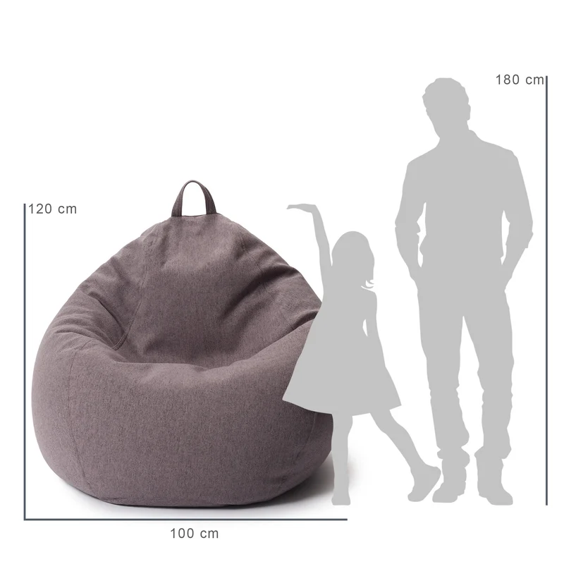 LUMALAND Comfort Line XXL Sitzsack - 100x120x50 cm Bodenkissen - 315 L - EPS Perlen Füllung - Dunkelgrau