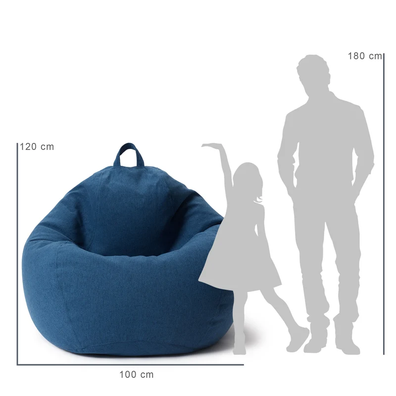 LUMALAND Comfort Line XXL Sitzsack - 100x120x50 cm Bodenkissen - 315 L - EPS Perlen Füllung - Dunkelblau
