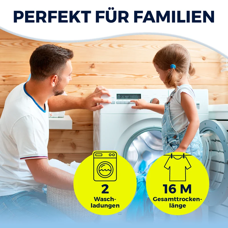 EASYmaxx Wäsche-Tower 1600 mit Rollen, 3 Etagen & 2 Seitenflügeln für 14 Bügel