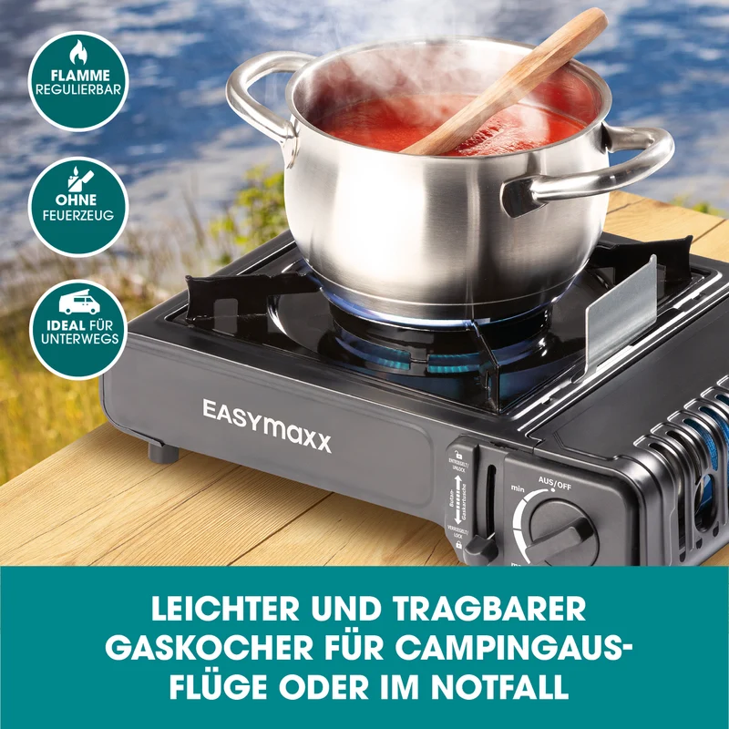 EASYmaxx Gaskocher tragbar 2500W - Schwarz