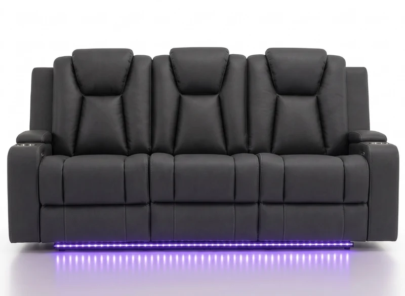 3 seater with end electric recliners & adjustable headrests