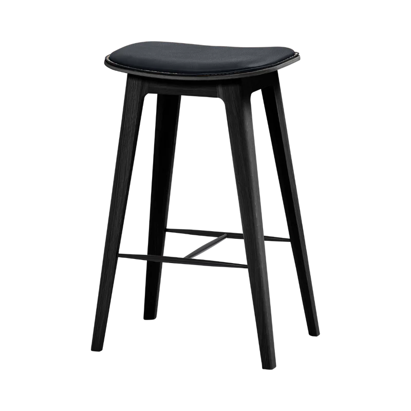 Nordic Bar Stool - Black Stained Oak with stitches