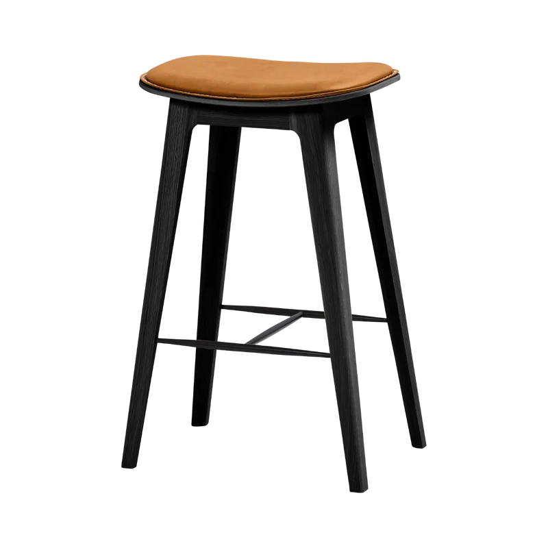 Nordic Bar Stool - Black Stained Oak with stitches