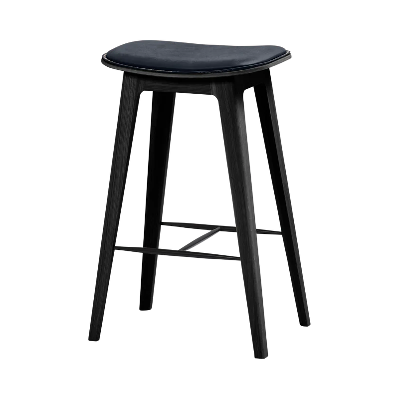 Nordic Bar Stool - Black Stained Oak with stitches