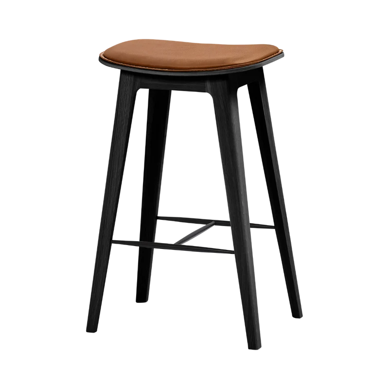 Nordic Bar Stool - Black Stained Oak with stitches