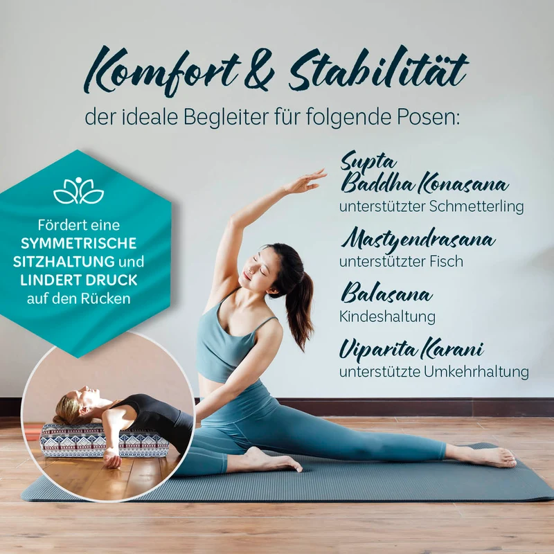 #DoYourYoga Yoga-Bolster Tarik - gefüllt mit Bio-Buchweizenschalen - 68 x 22 x 22 cm - Style 19