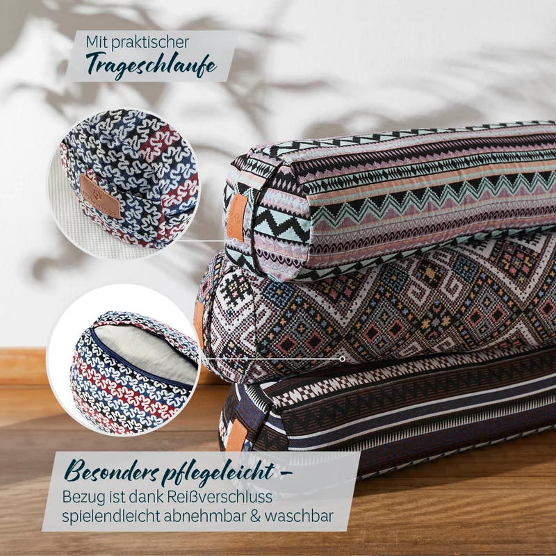 #DoYourYoga Yoga-Bolster Tarik - gefüllt mit Bio-Dinkelspelz - 68 x 22 x 22 cm - Style 17