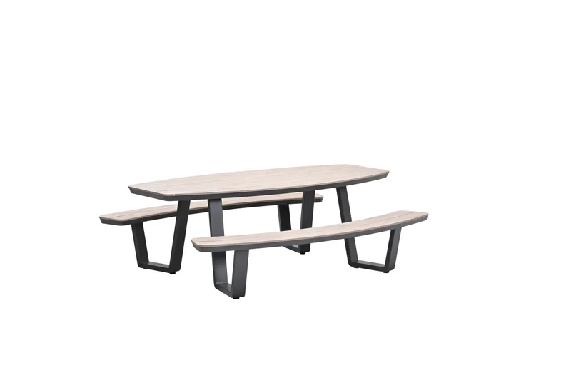 Garden Impressions Bell picknick set ovaal - 220x193 cm - houtlook