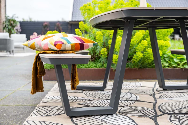 Garden Impressions Bell picknick set ovaal - 220x193 cm - houtlook