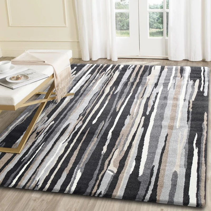 Dark Brown Vertical Stripes Rug