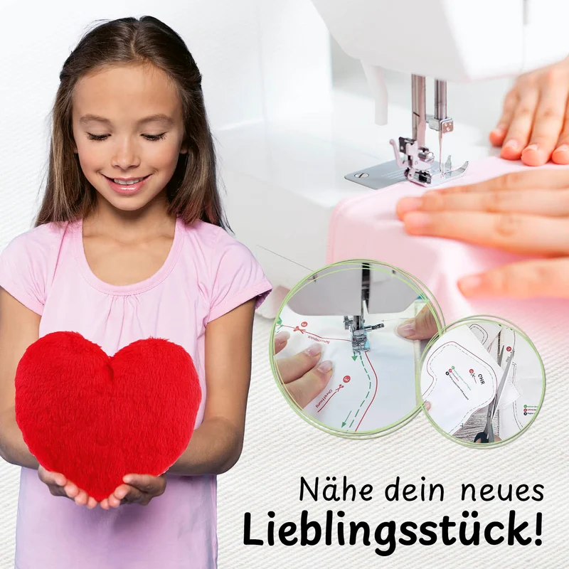 cuci cuci Näh-Baukastenset Motiv: Herz Liebling | Erste Näherfolge garantiert für Kinder ab 5 Jahren, Komplettset mit allem, was Du zum Nähen brauchst