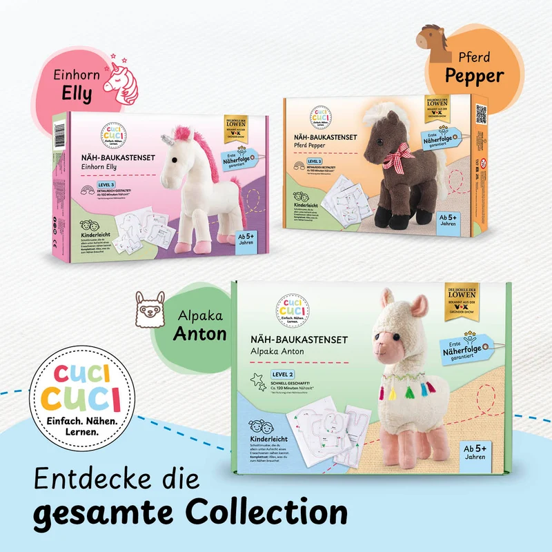 cuci cuci Näh-Baukastenset Motiv: Herz Liebling | Erste Näherfolge garantiert für Kinder ab 5 Jahren, Komplettset mit allem, was Du zum Nähen brauchst