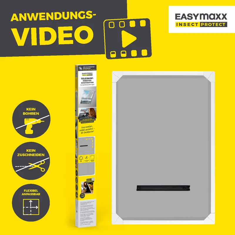 EASYmaxx Insect Protect Teleskop-Insektenschutzgitter für Dachfenster